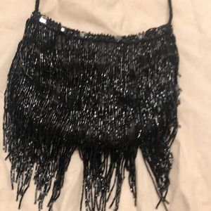 Black beaded evening bag